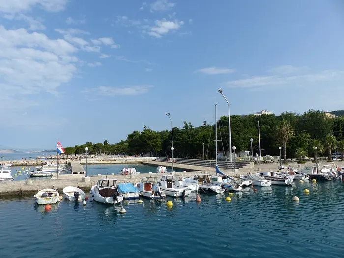 Quiet harbour and moored boats in Crikvenica